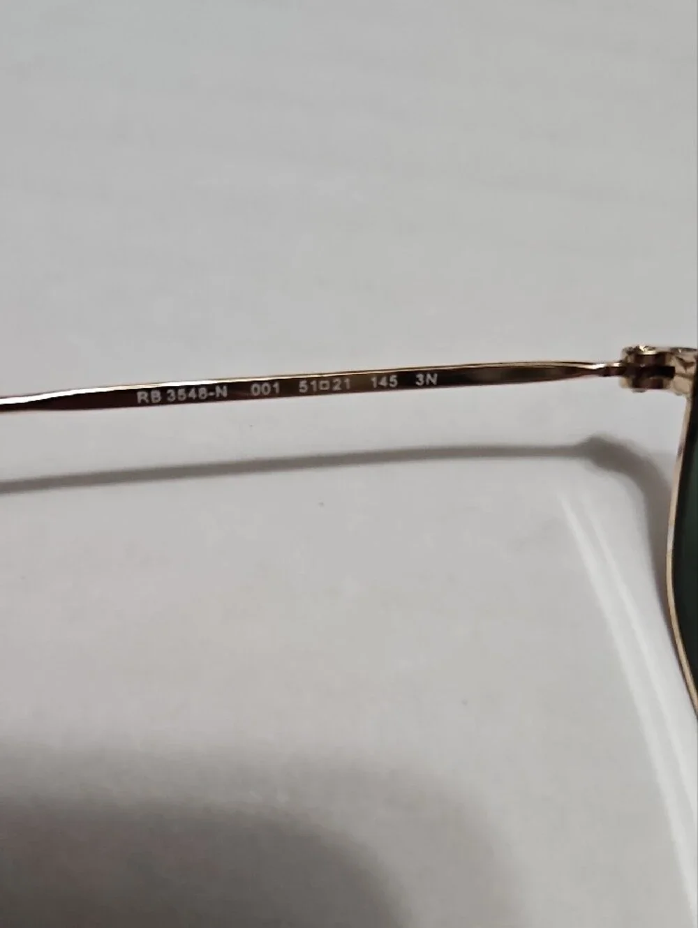 Ray Ban 3548-N 001 Gold Frame Green Lens Sunglasses W/ Black Case Men 51 21 145